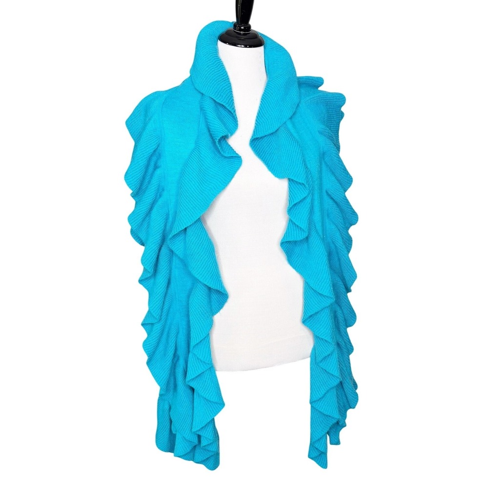 Lombaggi‎ Peruvian Angora Blend Ruffle Knit Scarf Long 76x14 Artsy Maximalist
